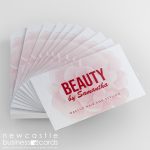 Stack of Printed White Linen Business Cards